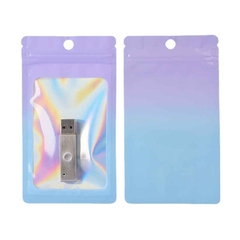 Color laser self-sealing bag ins transparent window Yin and Yang aluminum foil bag plastic composite bag cute packaging bag customization