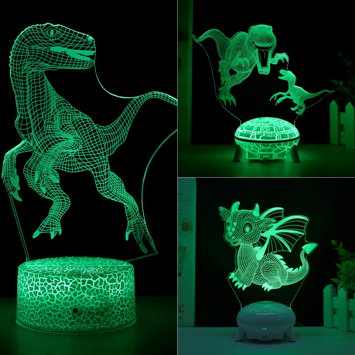 Jurassic dinosaur collection Tyrannosaurus 3D night light remote control touch 7 color transformation creative table lamp Christmas gift