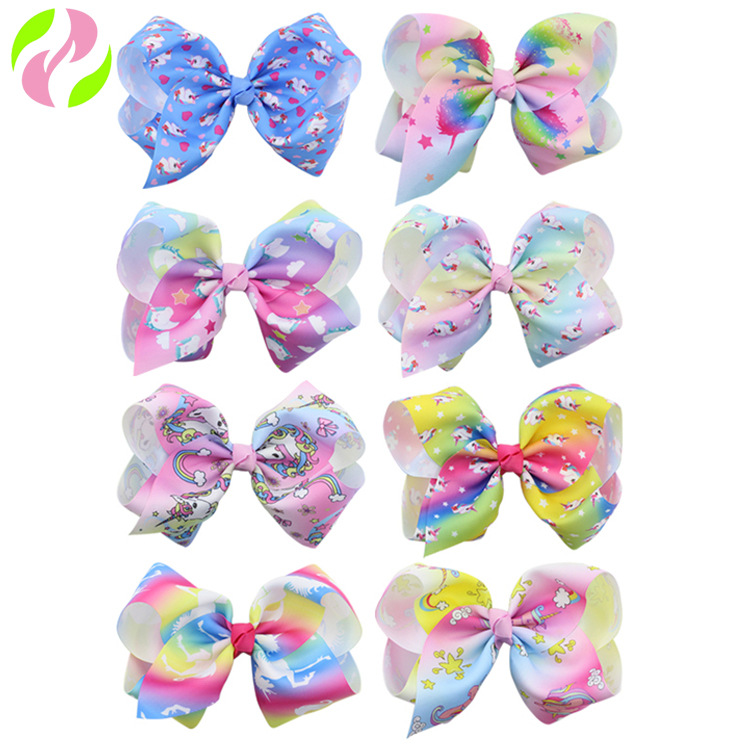 Cross-border AliExpress European and American 8-inch Unicorn Oversized Bow Hairpin Children's Hairpin Hair Accessories JOJO Same Style