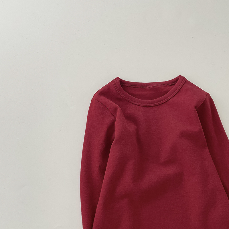 Picture of Children's Pure Cotton Thermal Underwear Boys' Bottoming Shirt Autumn and Winter Girls' Autumn Clothes Single-Piece Top Mid-Children's Half-High Collar Baby