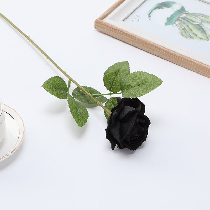 Picture of Cross-Border Supply Velvet Rose Home Decoration Wedding Bouquet Gothic Halloween Black Rose Simulated Rose