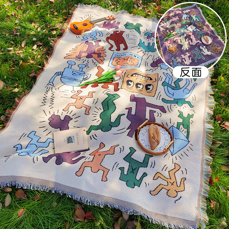 Picture of Picnic mat ins style camping blanket tent floor mat outdoor folding table layout atmosphere decoration essential