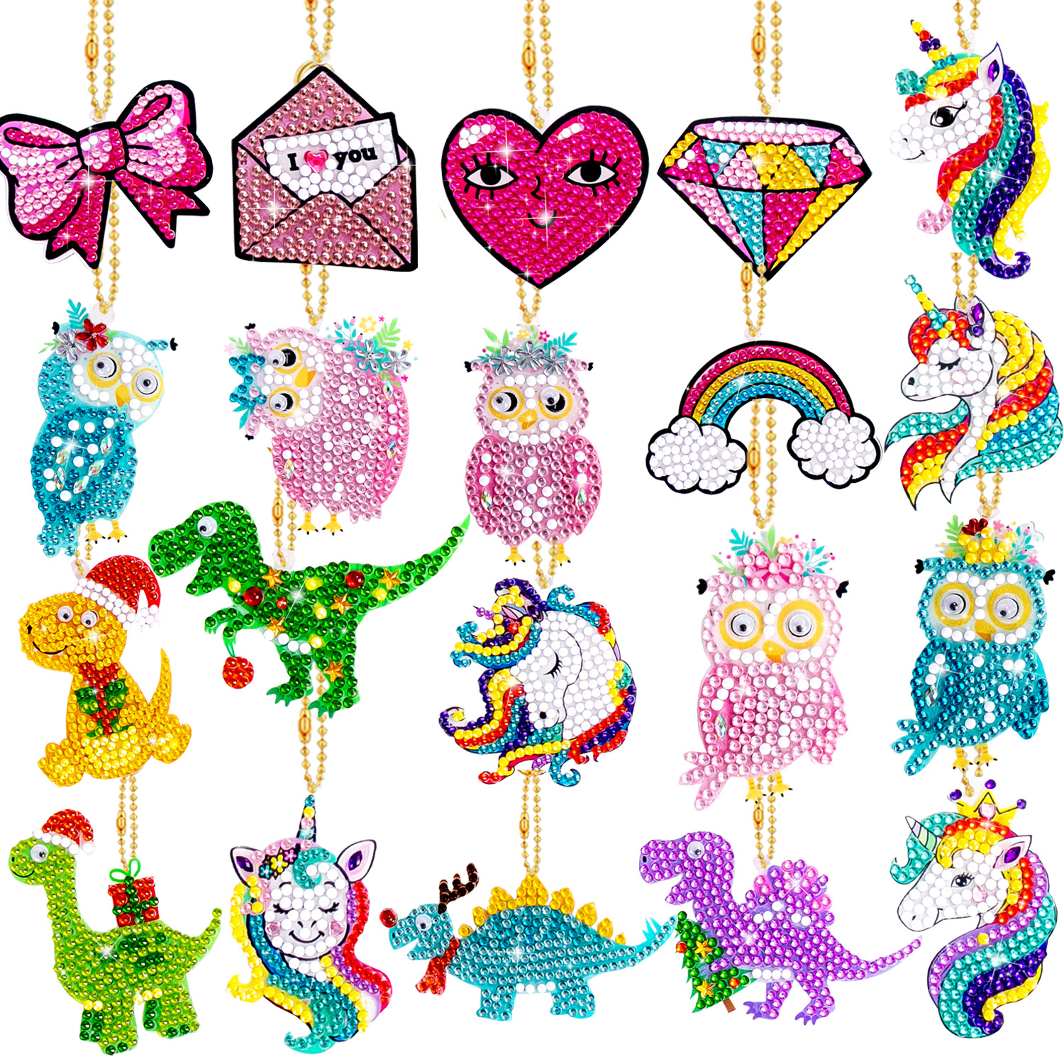 Creative DIY Keychain Diamond Painting Cartoon Bear Handmade Bag Car Decorations Small Pendant Spot Supply