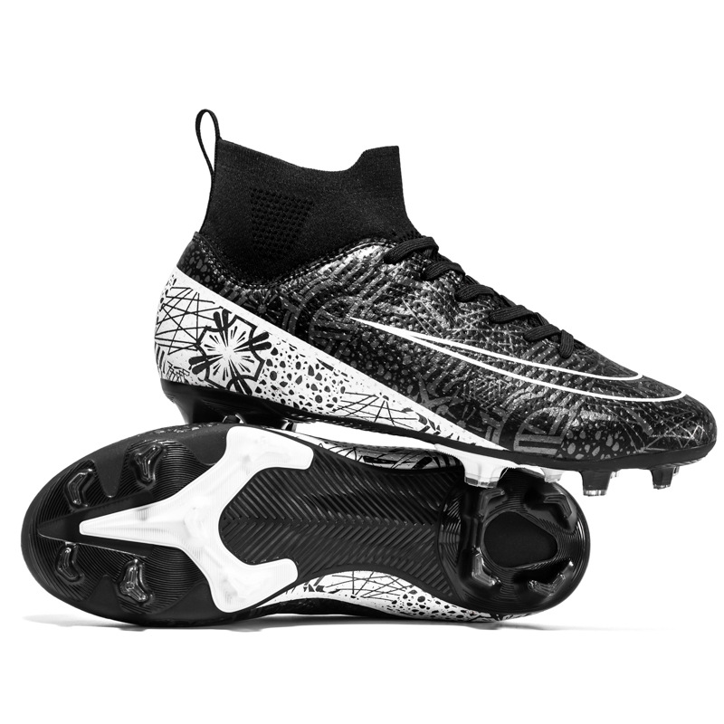 Picture of Cross-Border High-Top Adult Football Shoes for Men and Women Tf Broken Spikes Artificial Turf Ag Long Spikes Student Training Football Shoes Wholesale