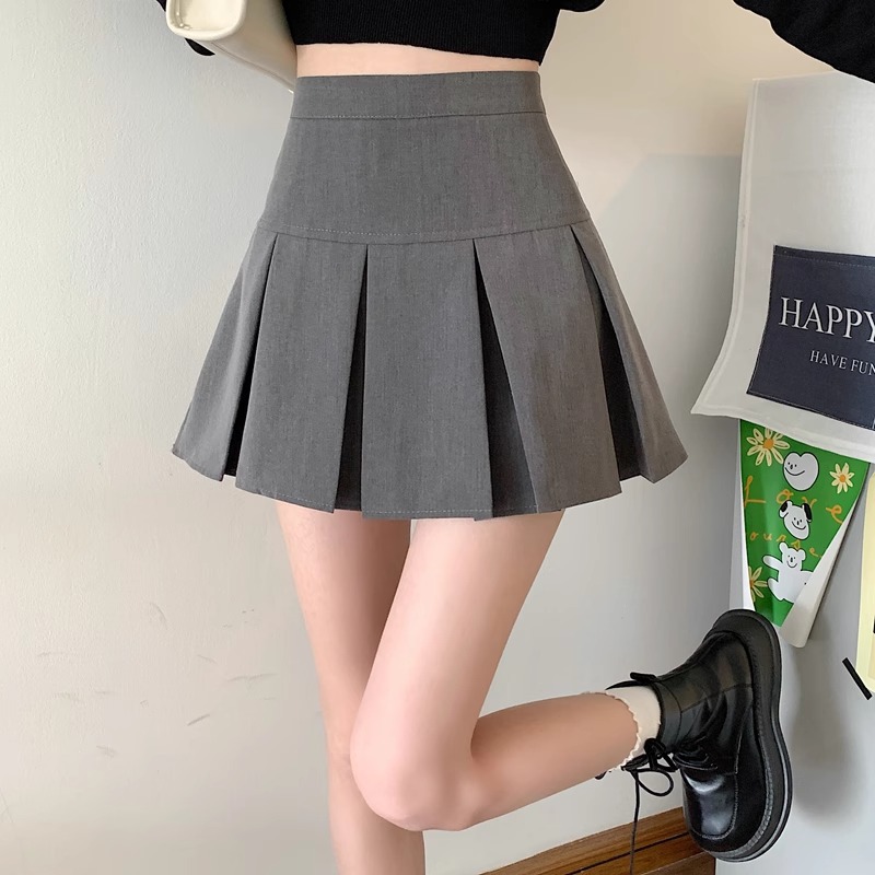 Fashionable High-Waisted Pleated Skirt 2025 Summer New Korean Style Women's Versatile Zipper Short A-Line Skirt