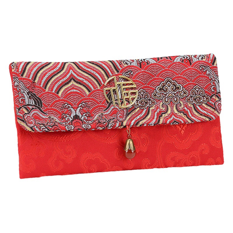 Tang embroidery double happiness embroidery full moon blessing word ten thousand yuan fabric red envelope bag lucky money wedding gift bag brocade cloth red envelope