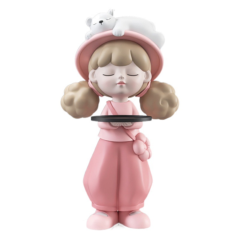 Picture of [Storage Speaker] Cream Style Girl Floor-Standing Ornament Home Decoration Living Room Tv Cabinet Next to Sofa Gift