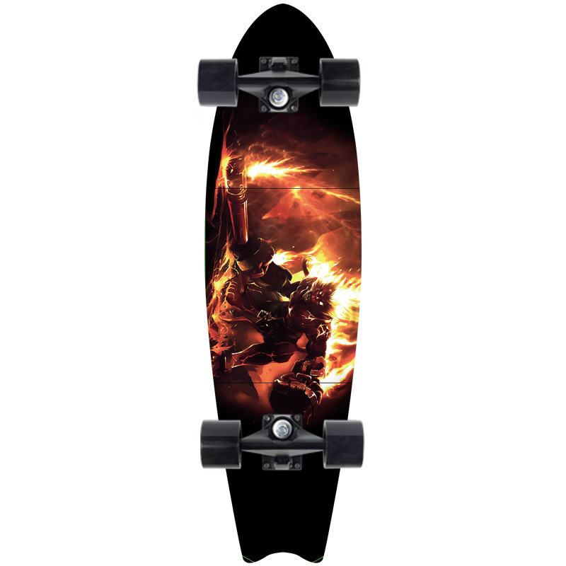 Picture of 28 inch maple small fish Board children Brush Street road beginners four-wheel skateboard single rocker skateboard
