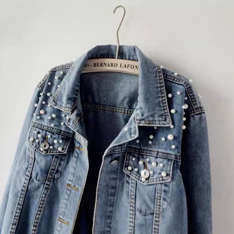 Picture of Garjun Denim Coat Women's European Station plus size Women's Beaded Diamond Coat Female Student Cross-border Loose Jacket