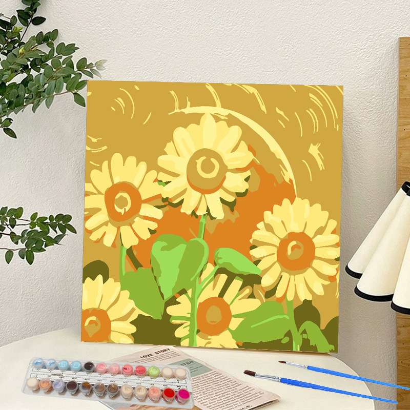 Picture of Digital oil painting landscape Dafen village hand-painted mathematical oil painting coloring painting oil painting flowers flower oil painting wholesale