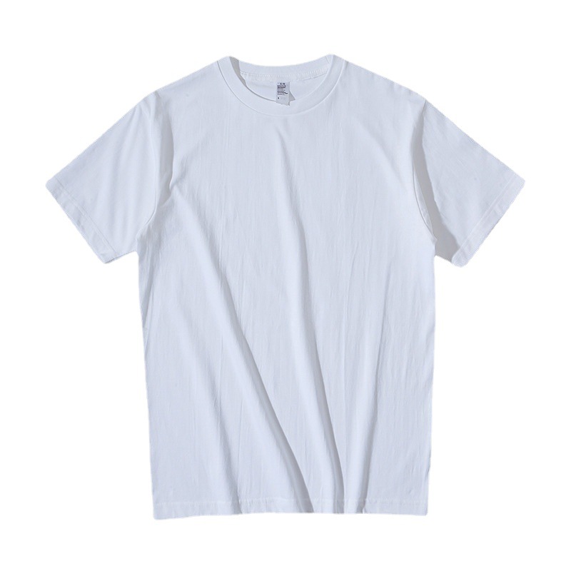 Picture of New 220g thick shoulder cotton crew neck short sleeve T-shirt white top base shirt summer women's wholesale