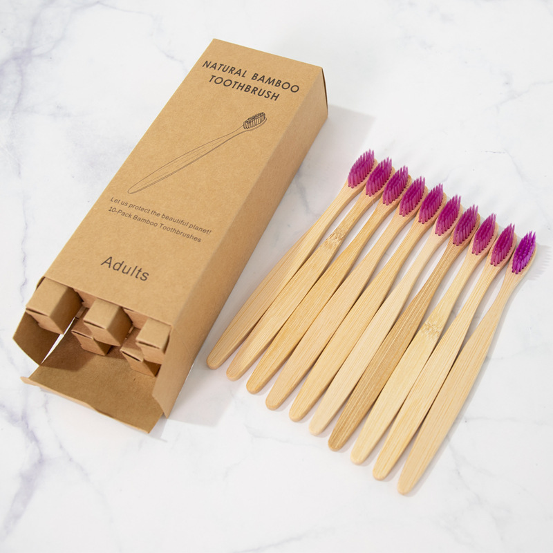 Picture of Children and Adults Disposable 10-Pack 4-Pack Toothbrushes Hotel Bamboo Charcoal Hard Bristles Soft Bristles Bamboo Portable Eco-Friendly Material