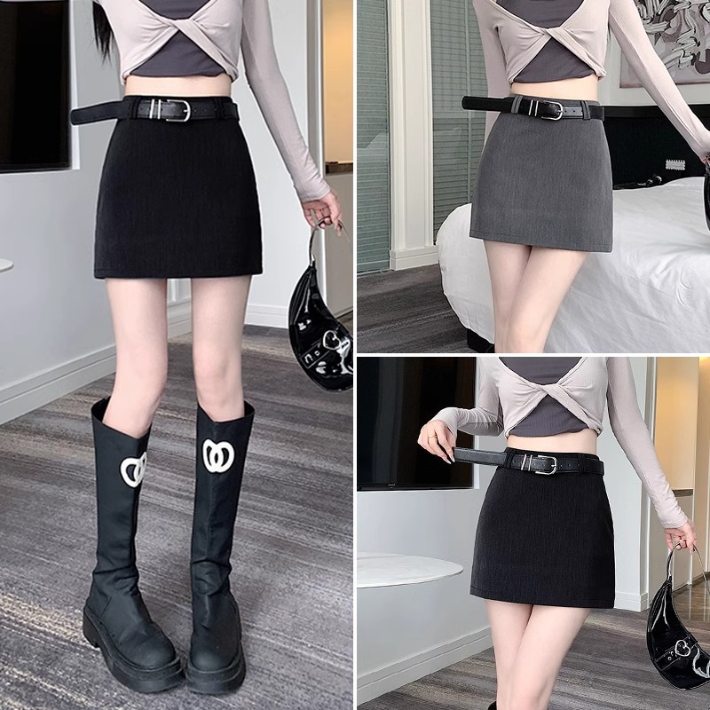2024 New Hot Girl Suit Short Skirt Women's Summer Small High Waist All-match A- line Anti-walking Sheath Skirt