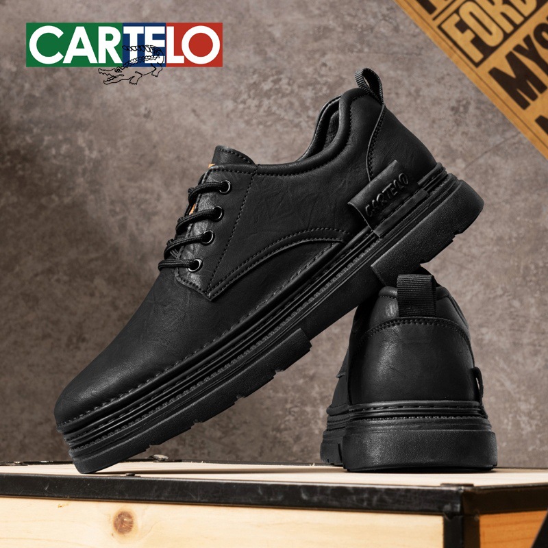 Cardilla Crocodile Casual Leather Shoes Men's Autumn Business Formal Retro Workwear Men's Shoes Popular British Derby Shoes