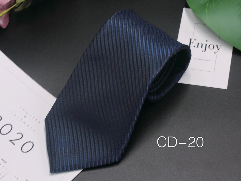 Picture of Manufacturer in stock men's business tie 8cm hand-punched professional formal wear interview striped tie men's Jacquard polyester silk