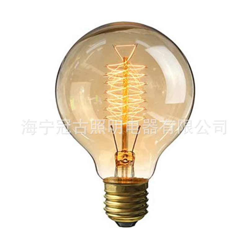 Cross-border G80 Edison bulb 40W spiral retro tungsten bulb decorative antique lamp 220V