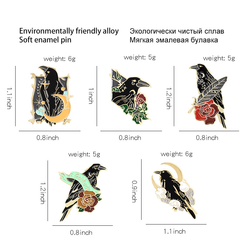 Picture of Foreign trade jewelry animal series alloy brooch creative cartoon crow flying modeling paint badge wholesale