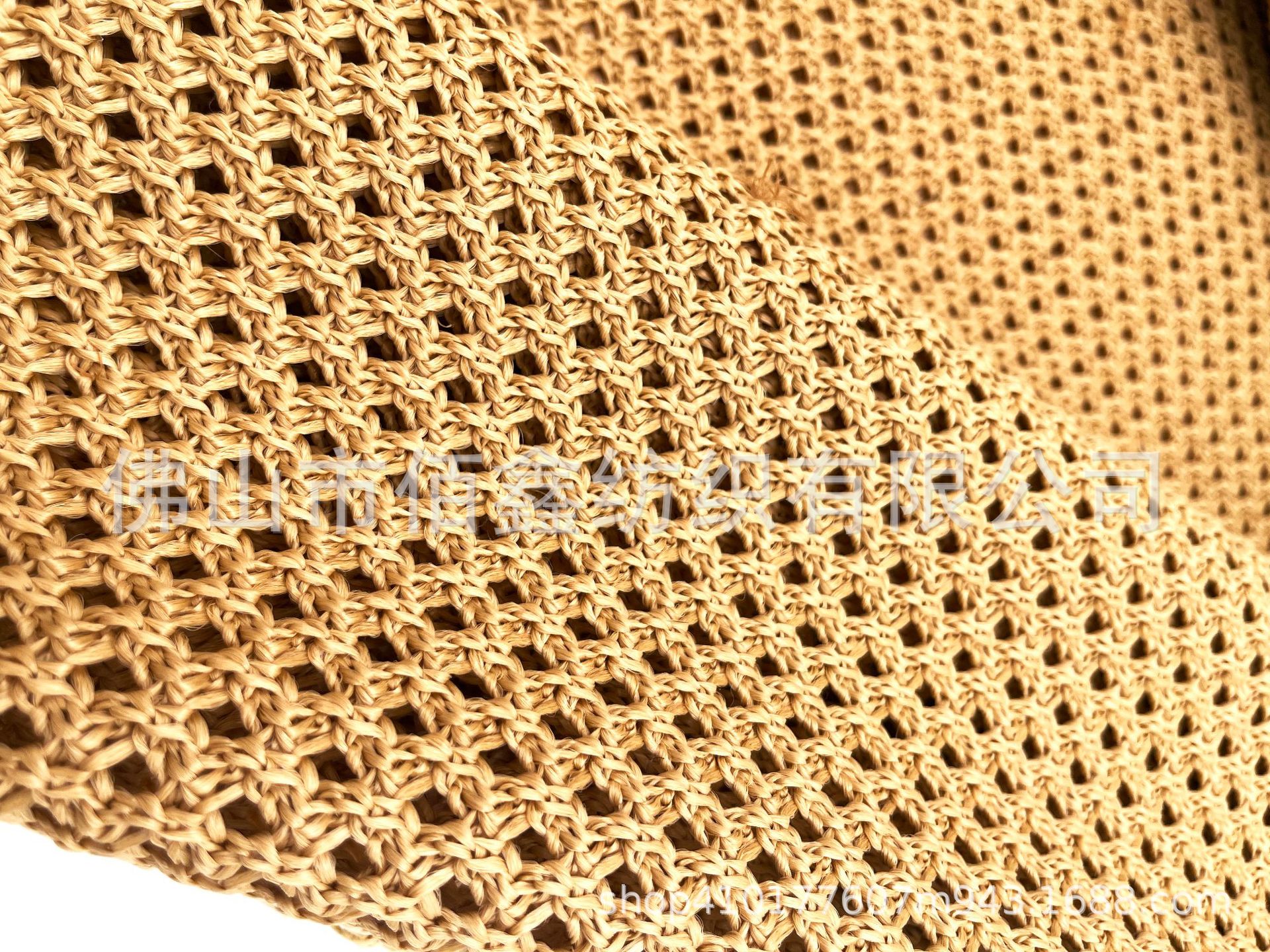 Picture of Crochet knitted pp mesh fabric woven cross hollow PE straw mat shoes and hat material luggage handbag decorative fabric handmade fabric