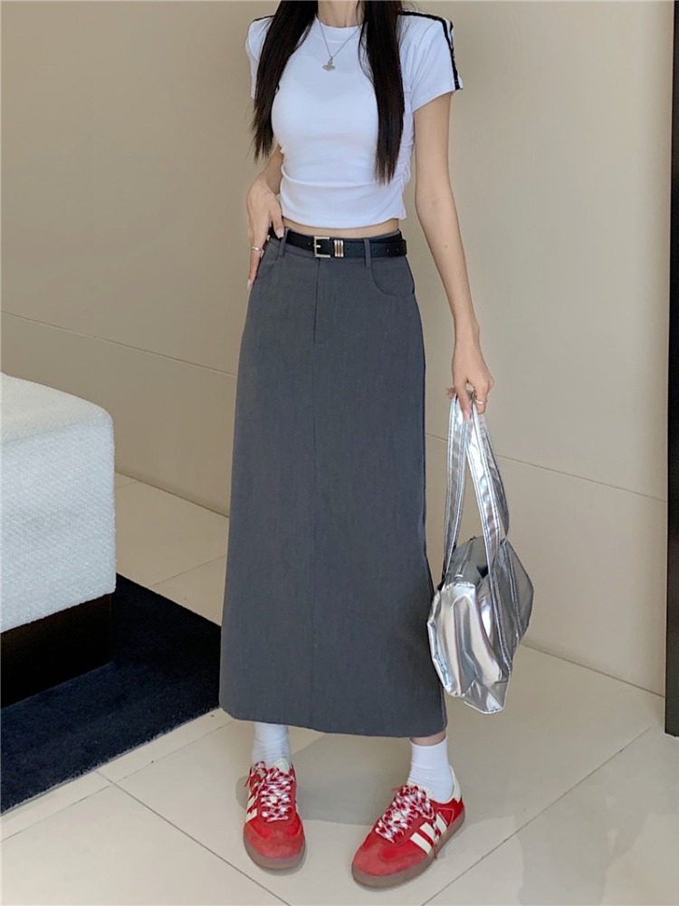 High Waist Straight Hip Skirt Women's 2024 Summer New Light Mature Style Warm Slimming Split A- shaped Mid-length Skirt