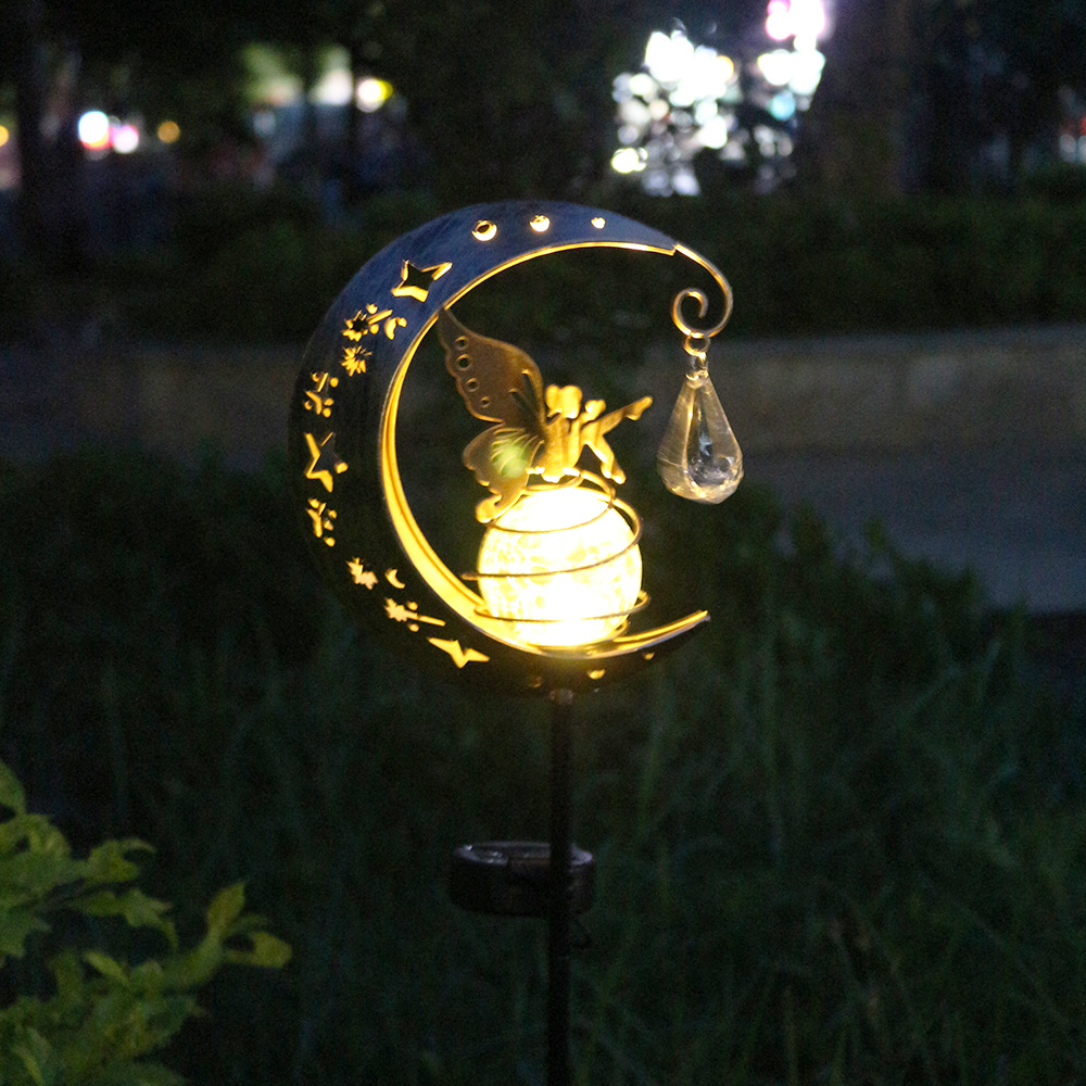 Cross-Border New Product Solar Fairy Moon Lamp Cracked Glass Ball Ground Lamp Courtyard Lawn Lamp Outdoor Decorative Lamp
