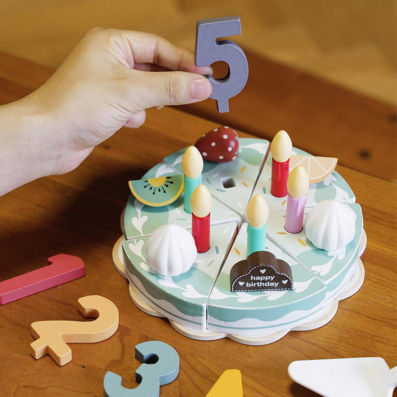 Picture of Children's Play House tea set combination afternoon tea dessert simulation teapot tableware suit wooden kitchen cutting toys