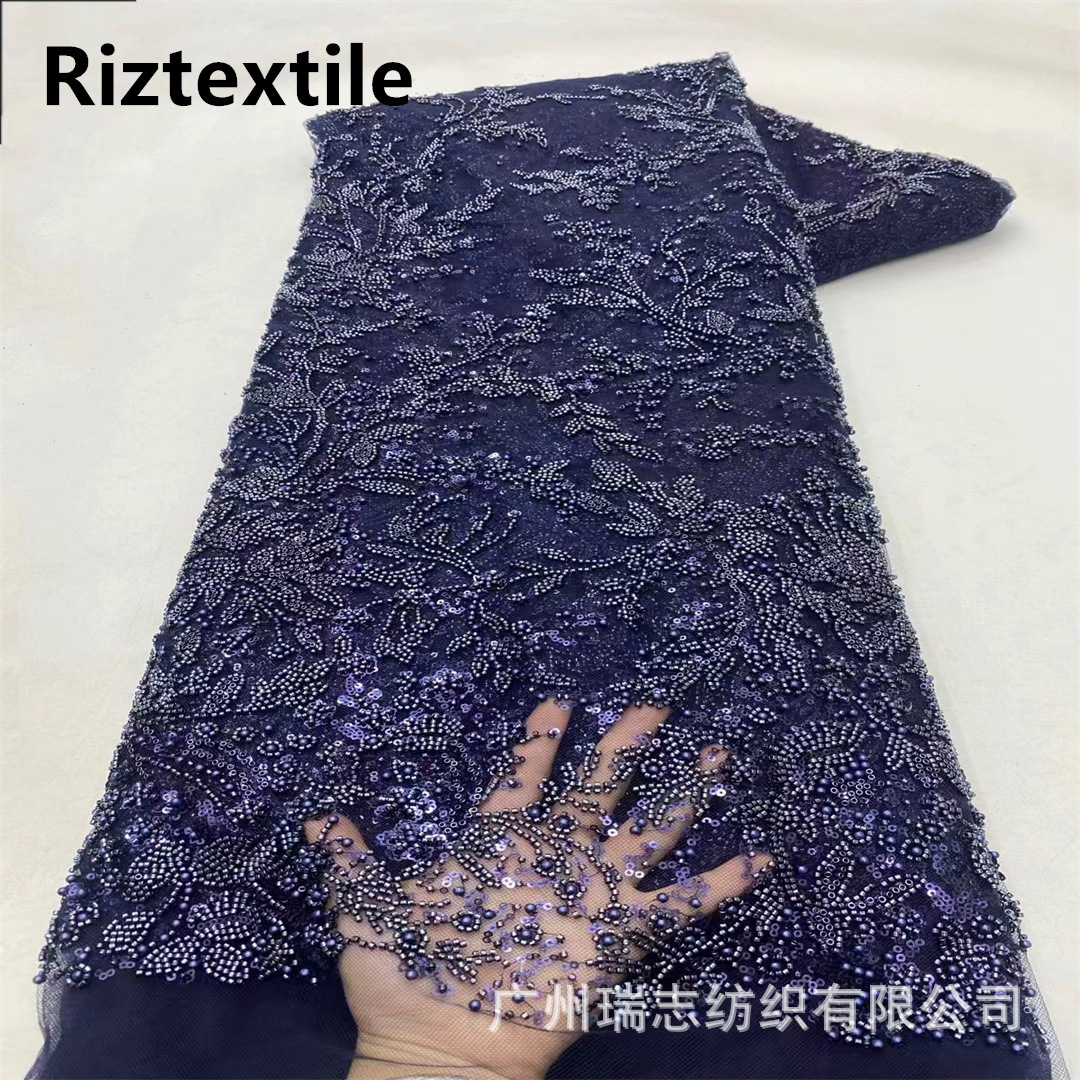 Picture of Wedding dress three-dimensional beads embroidered sequins embroidered lace lace fabric Embroidery beaded lace