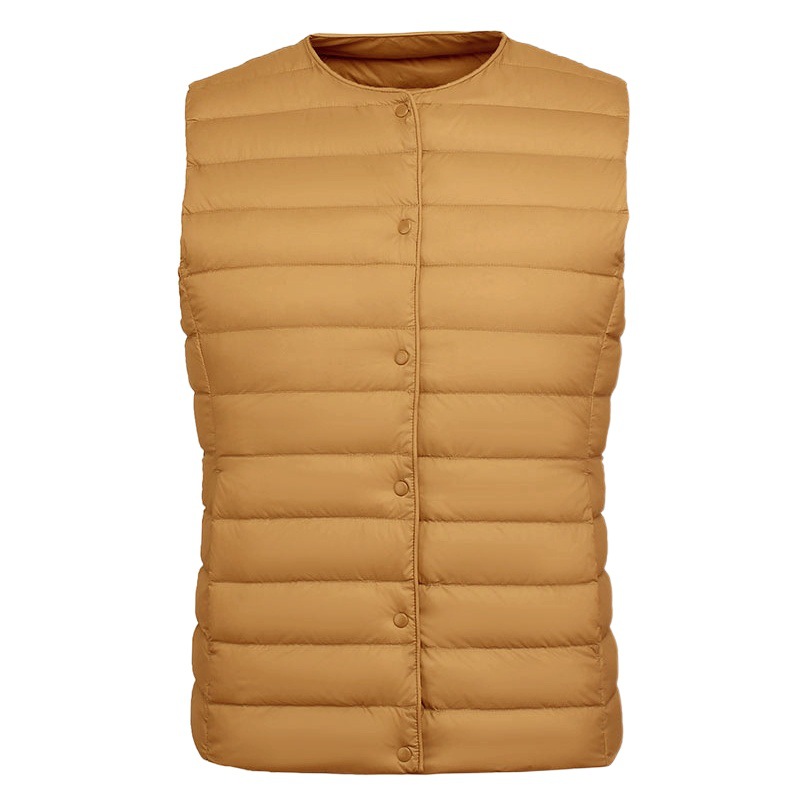 Cross-Border Tiktok New Women's Collarless down Liner Vest V Neck Lightweight Warm Jacket Vest Vest Round Neck