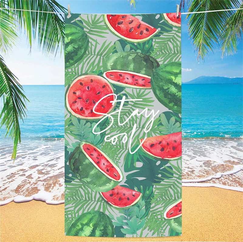 Picture of Cross-border microfiber double-sided velvet beach towel custom LOGO digital printing large bath towel rectangular thick towel