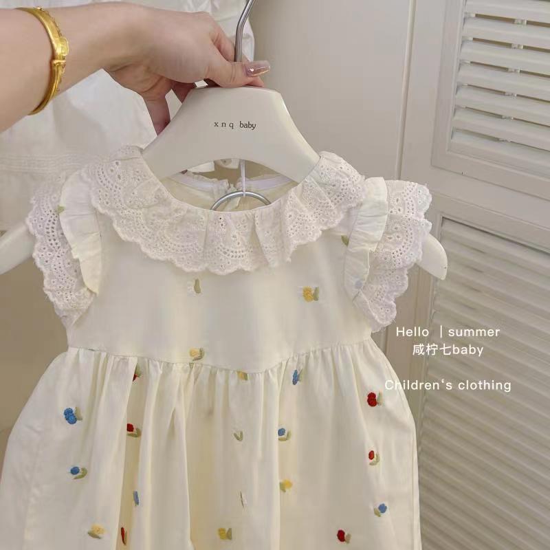 Picture of Children's dress Summer New Flower Embroidered Girls' Skirt Flower Bud Sleeveless Girl Stylishy Princess dress