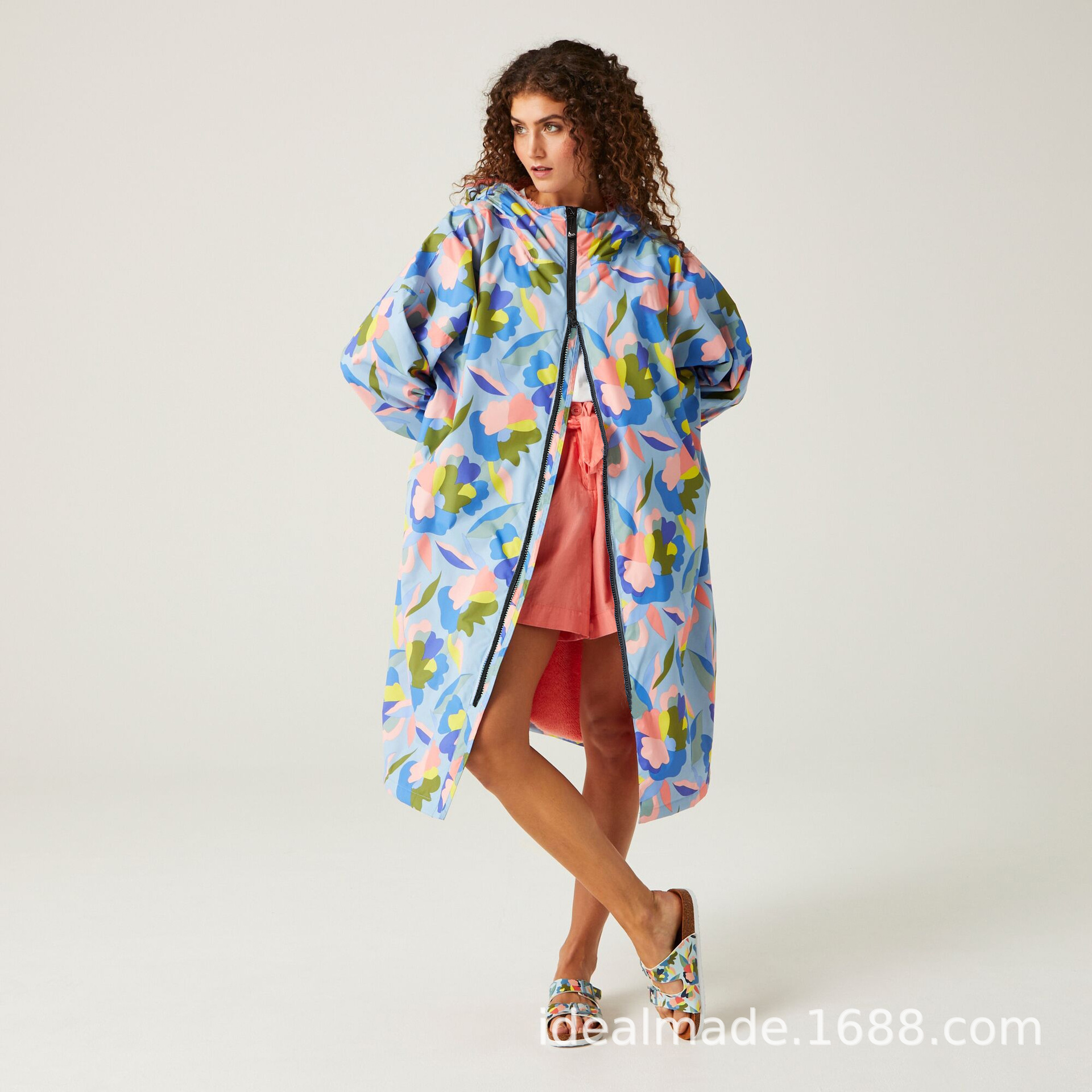 Picture of Waterproof Cardigan for Adults and Children, Thickened and Lengthened, Printed Swimming Coat, Hiking Outdoor Hooded Windproof and Warm Windbreaker