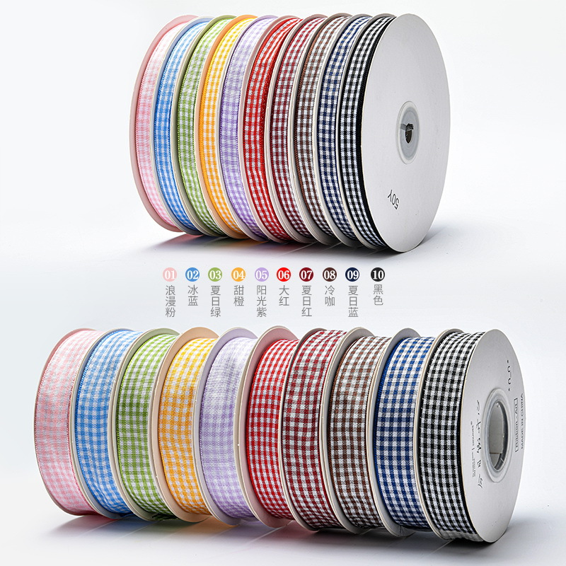 Plaid Belt Summer Plaid Flower Gift Ribbon diy Gift Decoration Cake Packaging Ribbon Flower Ribbon Wholesale