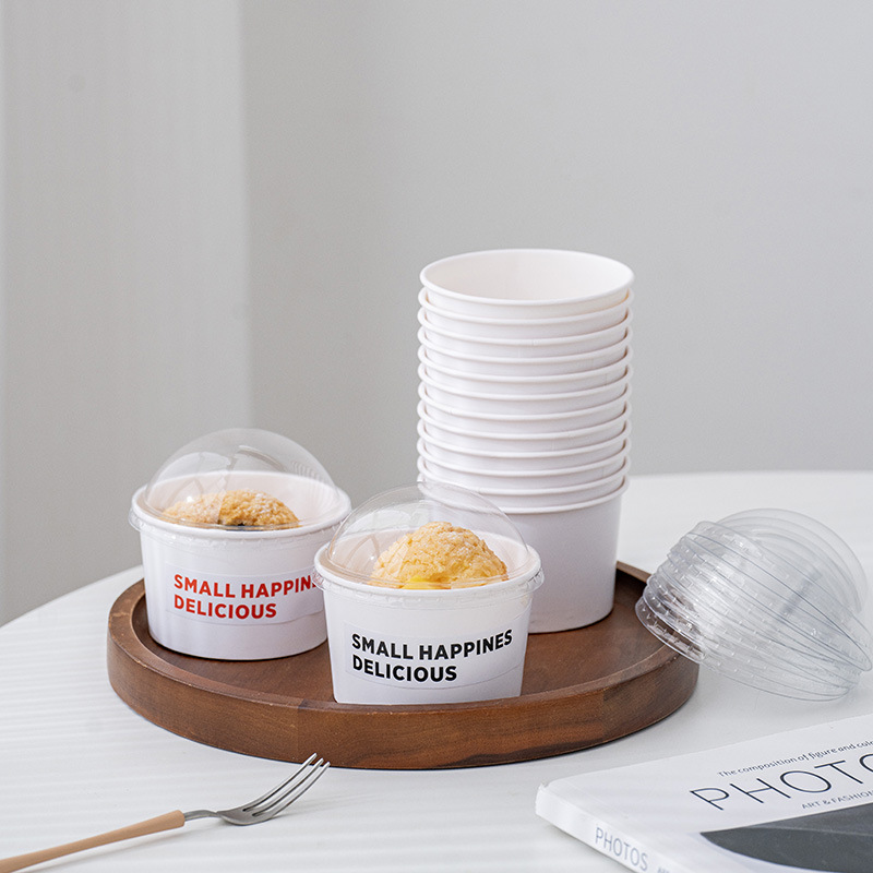 Taro Mud Baked Milk Box Cake Packaging Box Large Puff Cup Baking Dessert Baked Egg Milk Paper Cup Packaging Baking Resistant Paper Bowl
