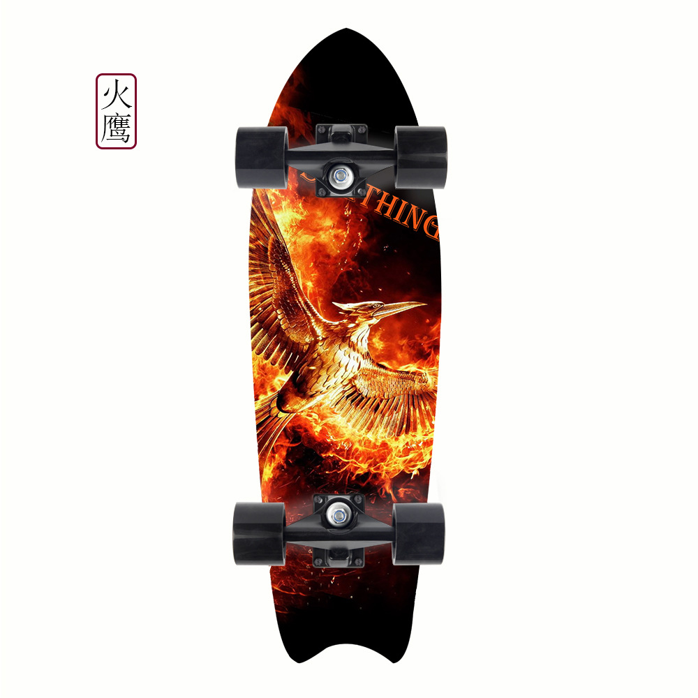 Picture of 28 inch maple small fish Board children Brush Street road beginners four-wheel skateboard single rocker skateboard