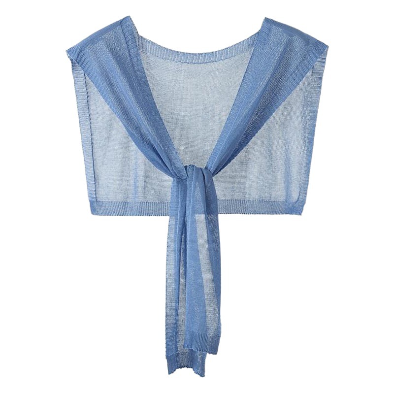 Summer Sun Protection Collar, Shoulder Shawl, Ice Silk Knitted Versatile Knotted Scarf, Women's Short Neck Gaiter, Thin Style
