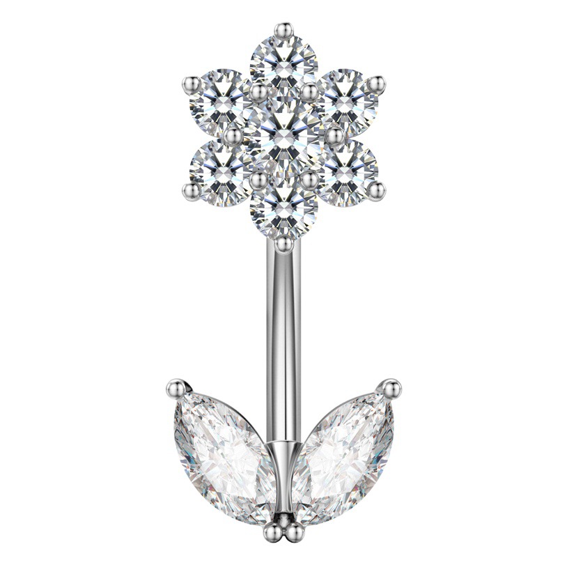 Cross-Border E-Commerce New Zircon Navel Ring New Oil Dripping Oil Navel Nail Factory Spot Piercing Jewelry Wholesale