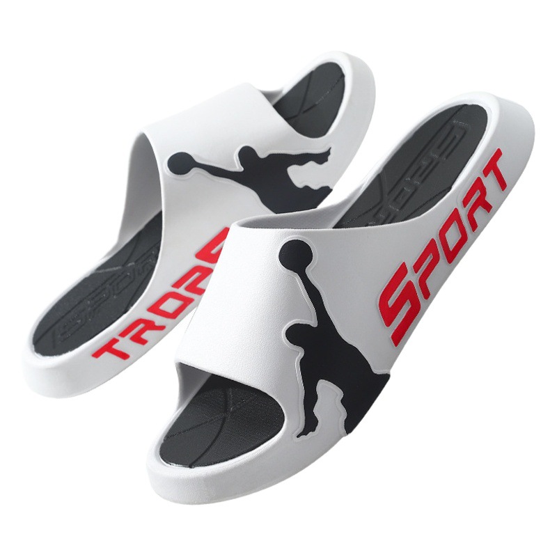 Non-slip new summer trendy basketball slippers men's sports leisure one-word slippers outdoor home slippers men's wholesale
