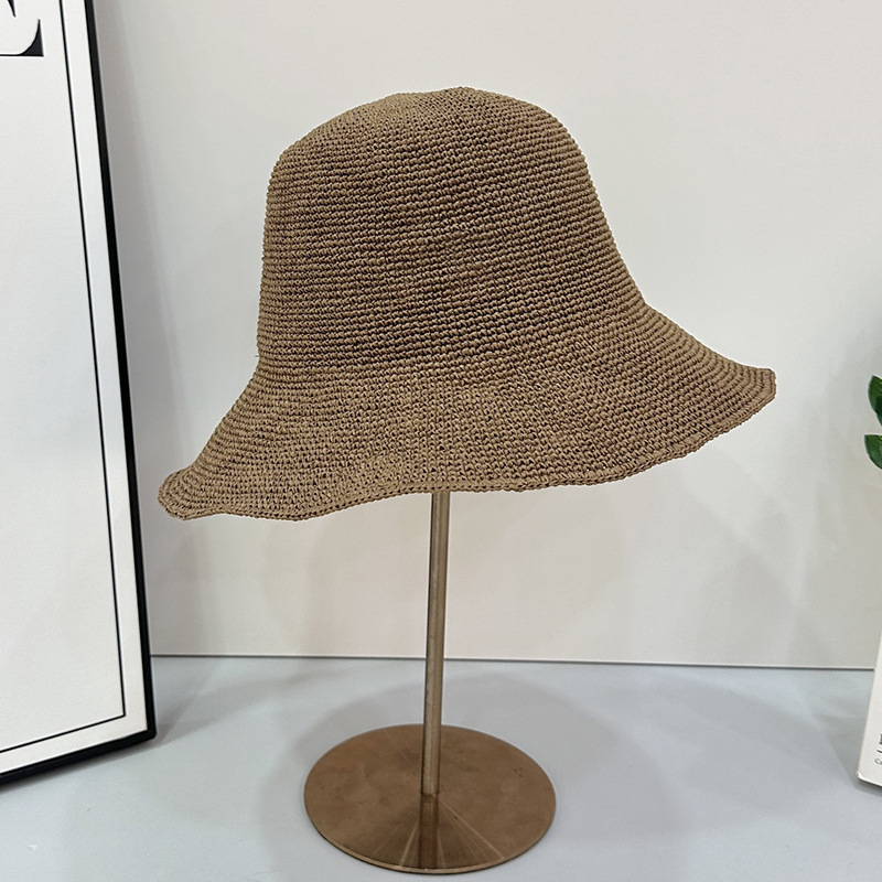 Picture of Soft and Comfortable Summer Breathable Big Brim Straw Hat Women's Sunshade Sunscreen Hand-woven Fashion Showing Face Small Fisherman Hat