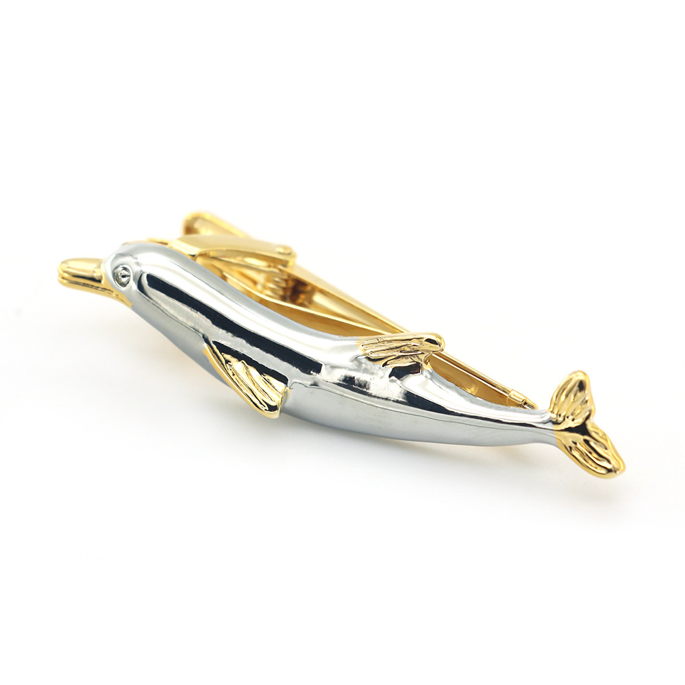 [Quality pure copper thick plating] men's jewelry wholesale animal whale dolphin tie clip spot can be set