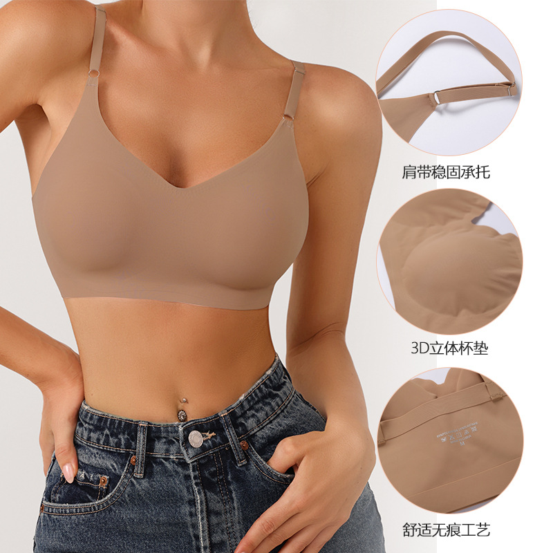 Seamless Liquid Foundation Underwear Women's Non-running Cup Gather-up Anti-sagging Invisible Comfortable Non-rimless Bra Thin Women