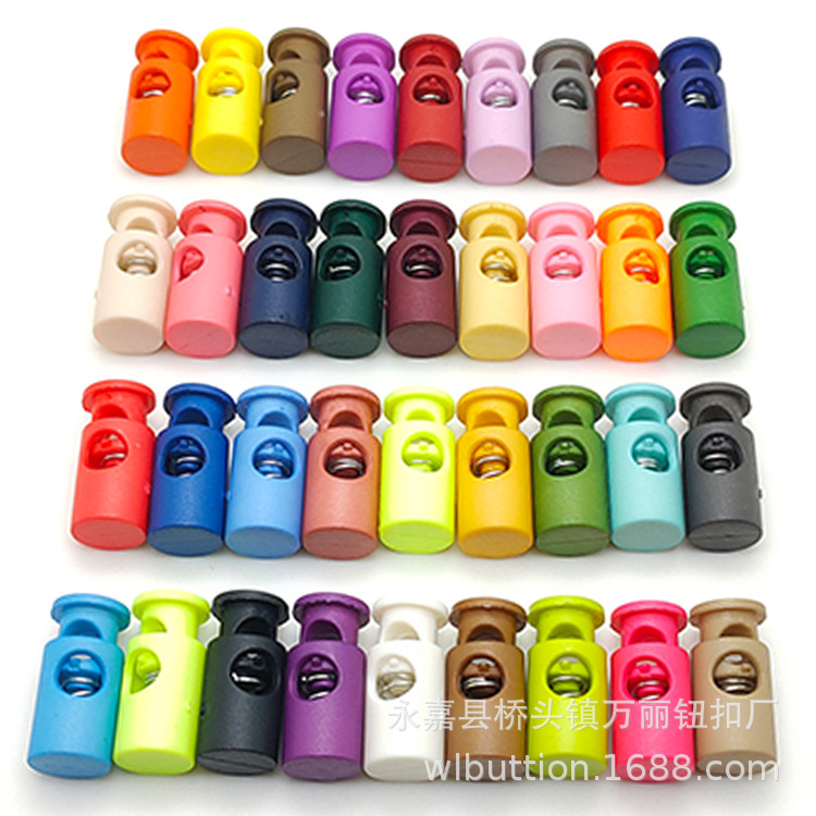Buttons Wholesale Plastic Single Hole Round Bead Spring Buckle Adjustable Buckle Fastener Color Rope Buckle Lock Buckle Bell