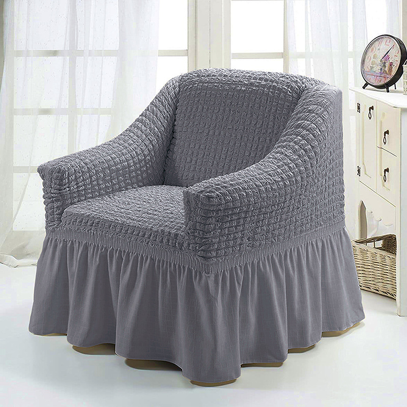 Picture of American Single Sofa Cover All-Inclusive Pure Color Stretch Fabric Sofa Cover Lace Decoration Simple Modern Universal for All Seasons