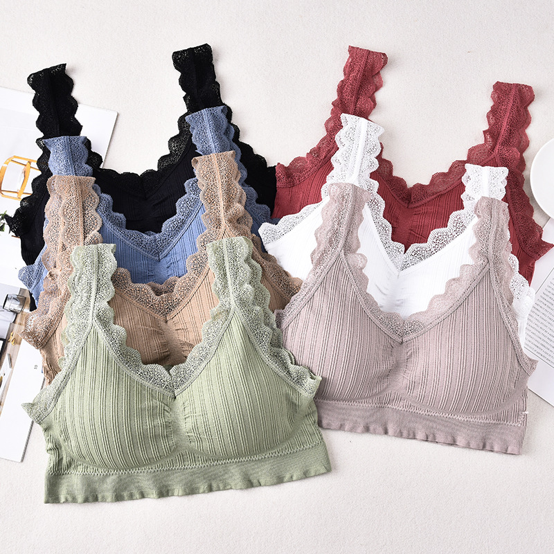 Picture of 2025 New Seamless Beautiful Back Wrap Bra Strapless Sexy Lace Underwear Anti-Exposure Sports Vest