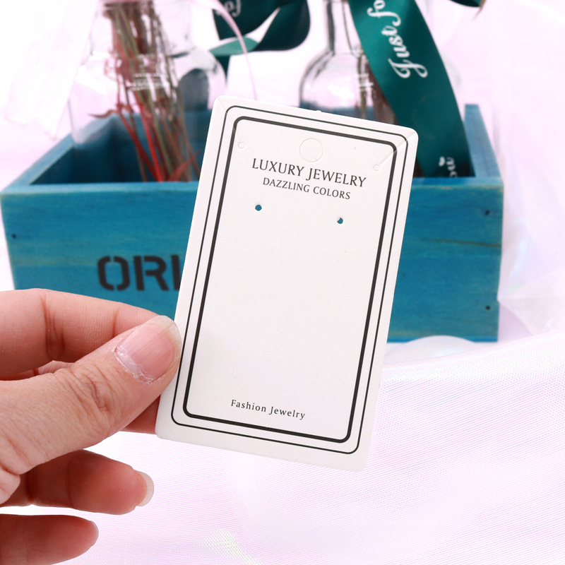 Spot wholesale necklace earrings card long Korean tassel earrings paper card simple English card logo