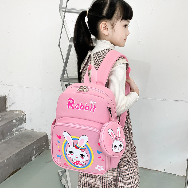 Picture of Pupils' Bag with Coin Purse Children's Printed Schoolbag Cute Cartoon Children's Ridge Protection Schoolbag