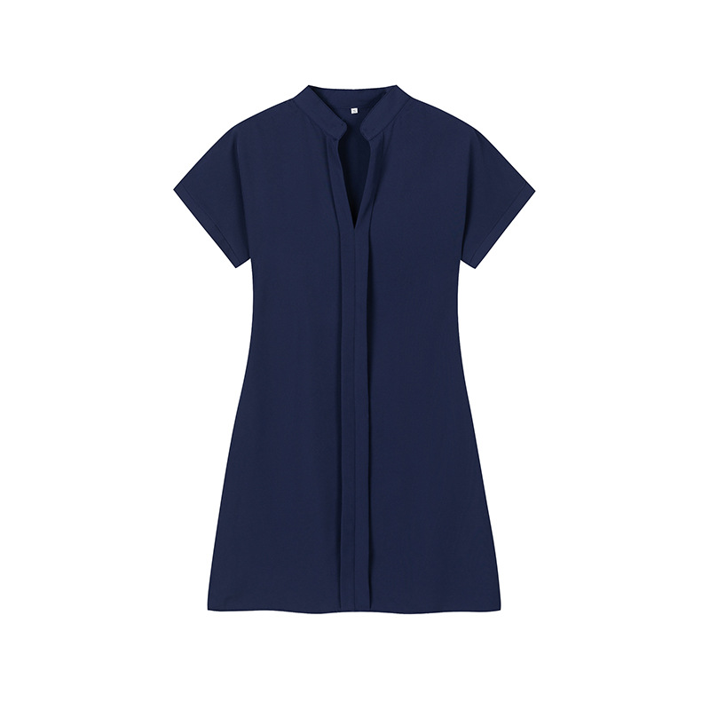 Picture of 2024 spring and summer European and American women's light ripe solid color short sleeve dress