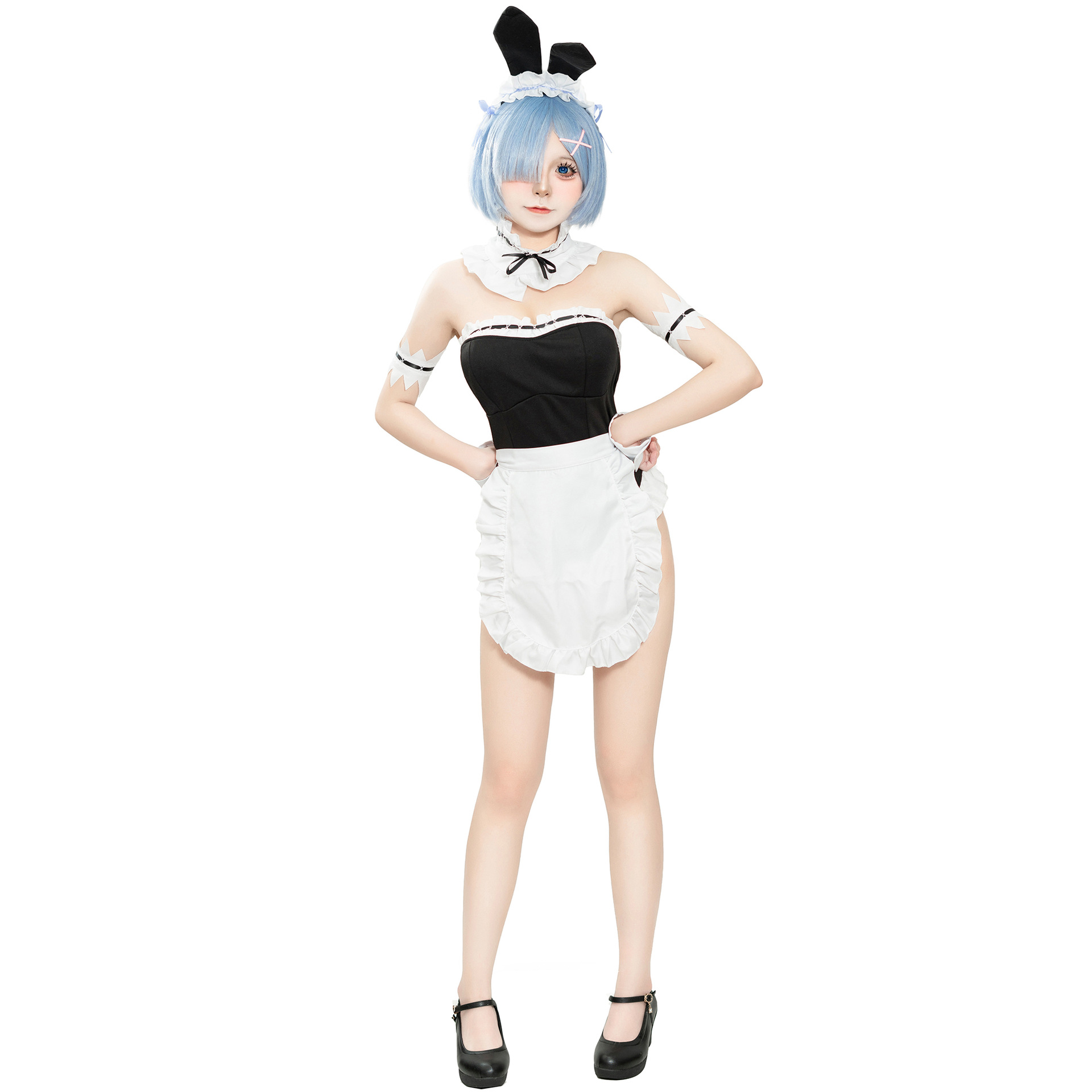 S-L Rem Bunny Girl Maid Outfit Sexy Lingerie Maid Outfit Game Uniform Cos Maid Outfit Bunny Outfit
