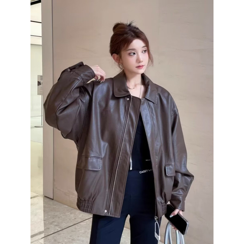 New Women's Leather Jacket Autumn Fashion Brand Handsome Casual Motorcycle Jacket