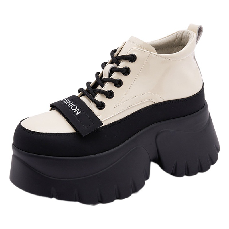 British Style Loafers for Women 2025 Autumn and Winter New Versatile Small Leather Shoes for Small People Thick Soles Increased Casual High-Top Shoes