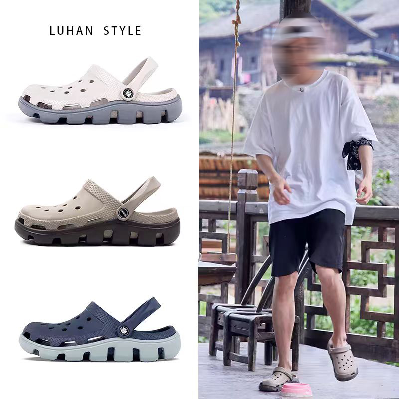 Summer Popular Clogs for Men, Non-Slip Thick-Soled Beach Shoes for Outer Wear, Student Toe-Toe Sandals, European and American Garden Shoes