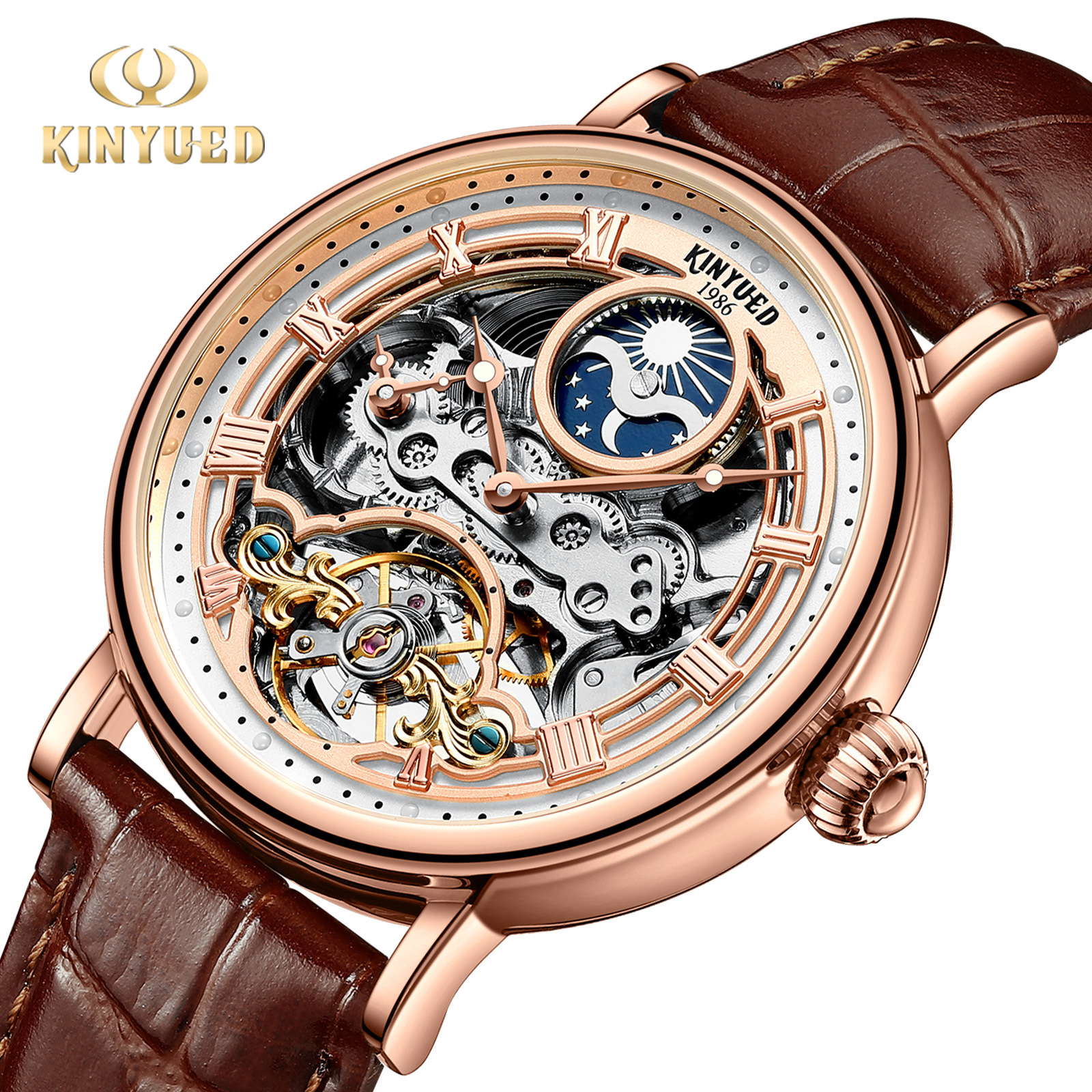 Picture of Kinyued Fully-Automatic Mechanical Watch Waterproof Men's Watch Multi-Function Mechanical Watch Double-Sided Cut Out Men's Watch